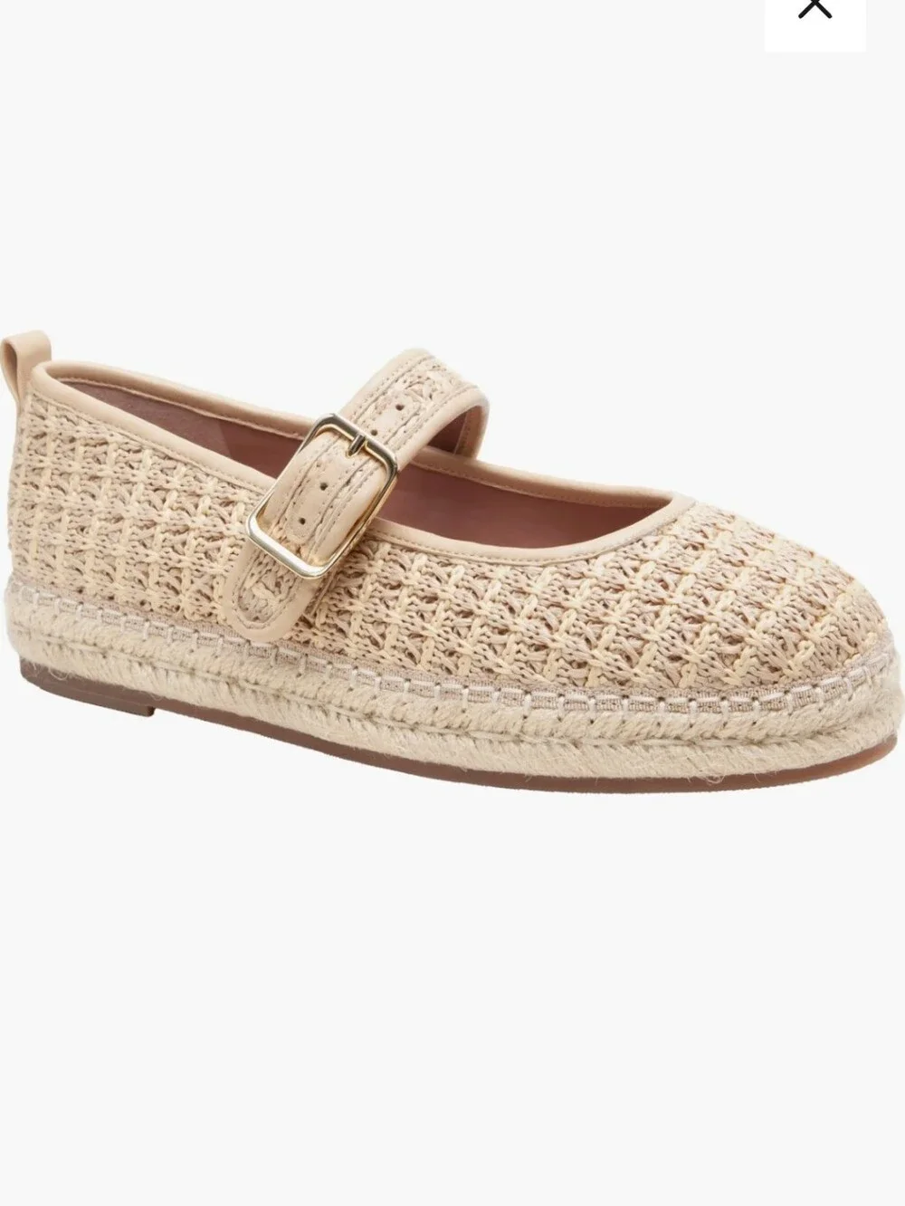 Linea Paolo Natural Crochet Mary Jane Espadrille Flats
